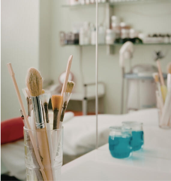 Tools of the Craft Art studio tools and paint brushes representing creative process and content creation for artists